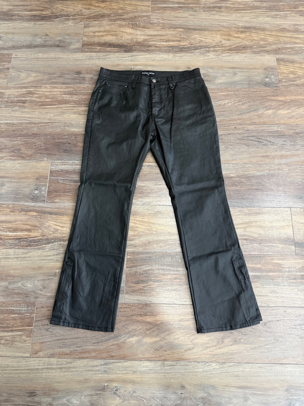 Hyper Denim Waxed Flare Zipper Jeans